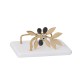 Cardholder bronze olive branch on marble base 5.5x10x7cm.