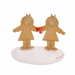 PANDORA ARTSHOP GIRLS TWINS BRASS MICROSCULPTURE 9x10cm