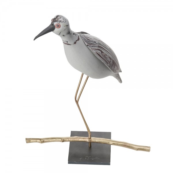 PANDORA ARTSHOP BIRD ON HIS PERCH PORCELAIN-BRONZE 38x27cm