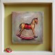 PANDORA ARTSHOP WALLPIECE ROCKING HORSE PAINTING,WOODEN TOP 35x35cm