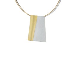 PANDORA ARTSHOP necklace diamond 0,01cts silver 925° gold 22ΚΤ. Steel necklace 45 cm.