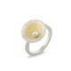 PANDORA ARTSHOP RING SILVER 925° GOLD 22K PEARL FRESHWATER 15mm