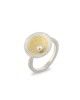 PANDORA ARTSHOP RING SILVER 925° GOLD 22K PEARL FRESHWATER 15mm