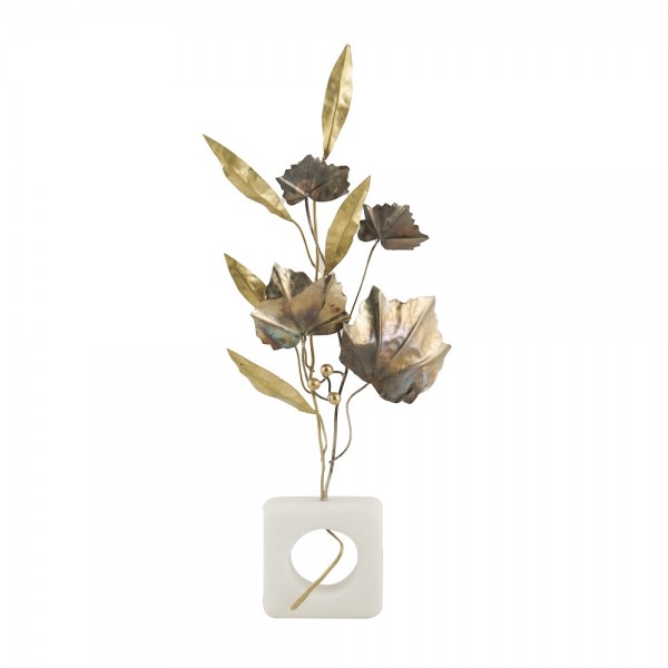 PANDORA ARTSHOP OLIVE-VINE LEAVES, BRASS-AZARDO-MARBLE BASE 37x8x3cm