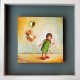 PANDORA ARTSHOP WALLPIECE PAINTING,BRASS WOODEN FRAME 35x35cm