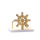 Cardholderbrass ship helm on marble base 8.5x10x7cm.