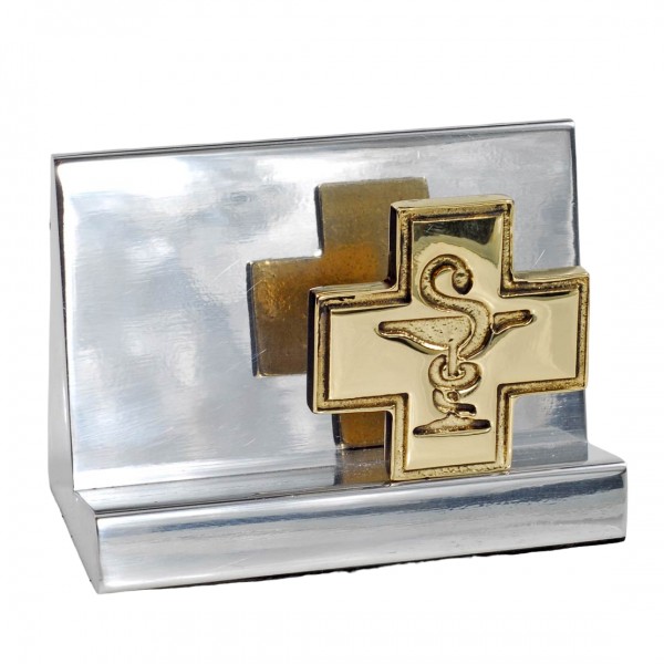 PANDORA ARTSHOP CARDHOLDER JUSTICE SYMBOL BRONZE AND ALUMINIUM 8x7x2.5cm