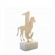 Horse stainless steel microsculpture on marble 11.5x6cm.