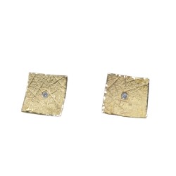 Σκουλαρίκια με διαμάντια 0.02ct σε χρυσό 22Κ & ασήμι 925° 10x10mm