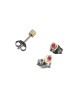 PANDORA ARTSHOP EARINGS SILVER 925° GOLD 22K 10x10mm RUBIES 0.06ct