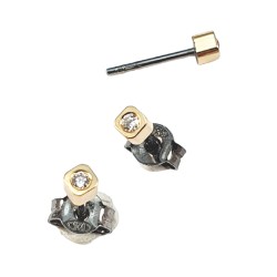 PANDORA ARTSHOP EARINGS DIAMONDS 0.02ct , GOLD 22k, SILVER 925°