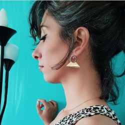 PANDORA ARTSHOP EARRINGS ΜΑΤΤ GOLDPLATED SILVER 925° - GRANADS 2.5x3.5cm