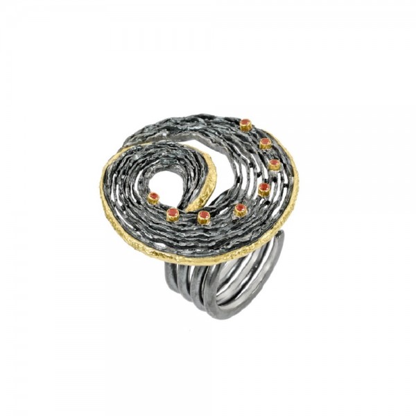 PANDORA ARTSHOP PENDANT RUBΥ ,GOLD 18K, OXIDIZED SILVER  925° 3cm