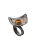 PANDORA ARTSHOP RING SILVER 925°,GOLD 18K & CITRINE , ADJUSTABLE