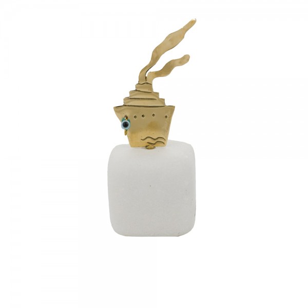 PANDORA ARTSHOP BRASS SAILBOAT ON MARBLE 11x4.5x4.5cm.