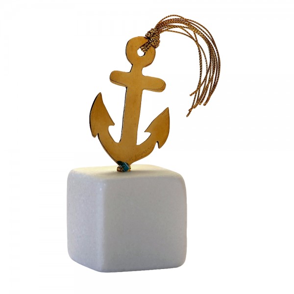 PANDORA ARTSHOP BRASS ANCHOR ON MARBLE 12x4.5x4.5cm.