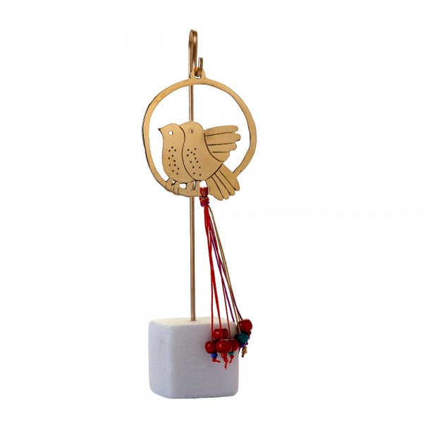 PANDORA ARTSHOP BRASS BIRDS ON MARBLE BASE 22x8.5x5cm
