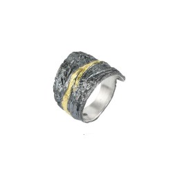 PANDORA ARTSHOP RING GOLD 18k OXIDIZED SILVER  925° 2cm