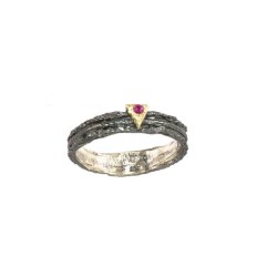 PANDORA ARTSHOP RING RUBY OXIDIZED SILVER  925° 53.5cm