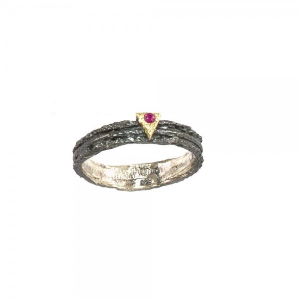 PANDORA ARTSHOP RING RUBY OXIDIZED SILVER  925° 53.5cm