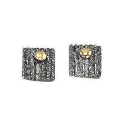 PANDORA ARTSHOP EARRINGS GOLD 18K, OXIDIZED SILVER  925° 1cm