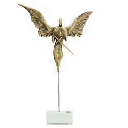 PANDORA ARTSHOP BRASS ANGEL WITH OLIVE BRANCΗ ON MARBLE 41x13.5cm