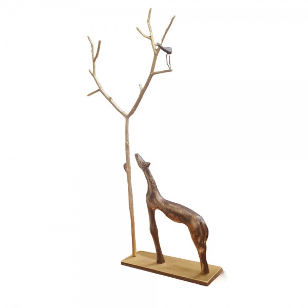 PANDORA ARTSHOP HORSE BIRD TREE BRASS SCULPTURE 47x32x6 cm