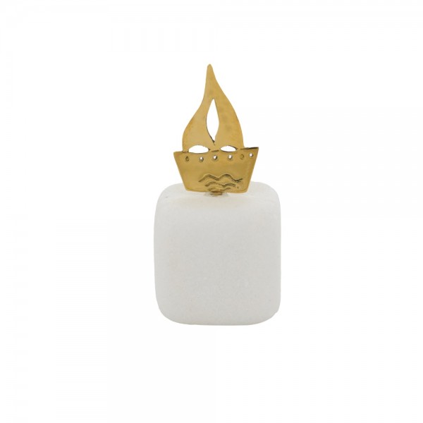 PANDORA ARTSHOP BRASS SAILBOAT ON MARBLE 9.5x4.5x4.5cm.