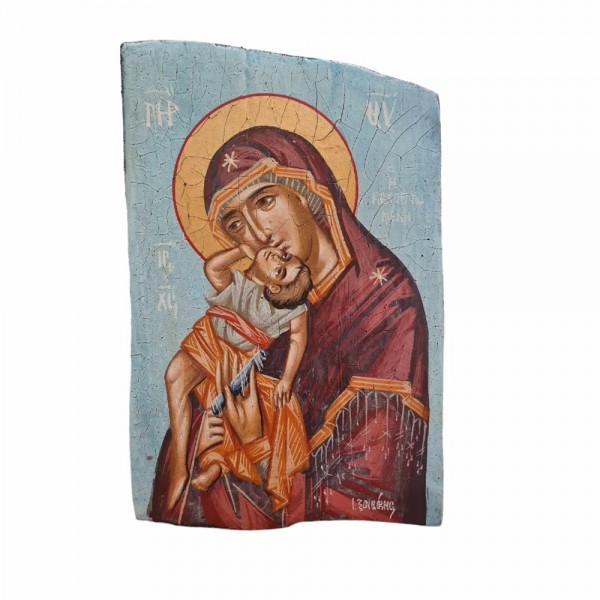 PANDORA ARTSHOP ICON VIRGIN MARY CHRIST EGG-TEMPERA WOOD 26x16x3.5cm