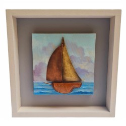 PANDORA ARTSHOP WALLPIECE SHIP PAINTING,BRONZE,COPPER 35x35cm