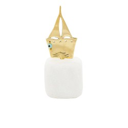 PANDORA ARTSHOP BRASS SAILBOAT ON MARBLE 11x4.5x4.5cm.