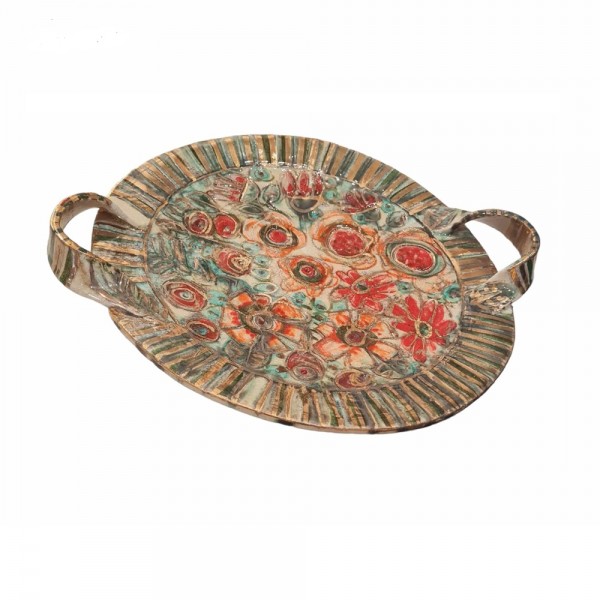 PANDORA ARTSHOP CERAMIC PLATTER WITH HANDLES 45cm.