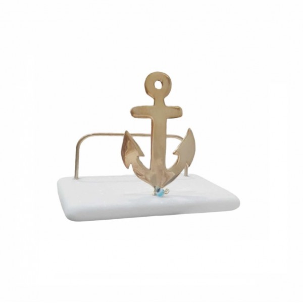 PANDORA ARTSHOP CARDHOLDER ANCHOR BRASS ON MARBLE 8x10x7cm.