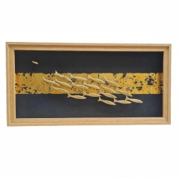 PANDORA ARTSHOP WALLPIECE FISHES BRONZE- GOLD LEAF 67x34cm