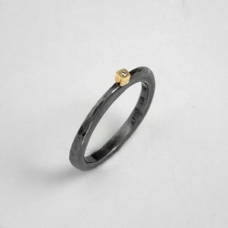 Ring silver 925° gold 22K diamond 0,01ct No 54