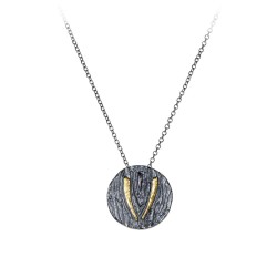 Pendant devil eye gold  18K, oxidized silver  925°  1.7cm chain 45cm