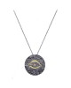 Pendant devil eye gold  18K, oxidized silver  925°  2.5cm chain 45cm