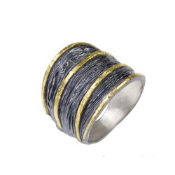 Ring gold 18k oxidized silver  925° 1.8cm no 54