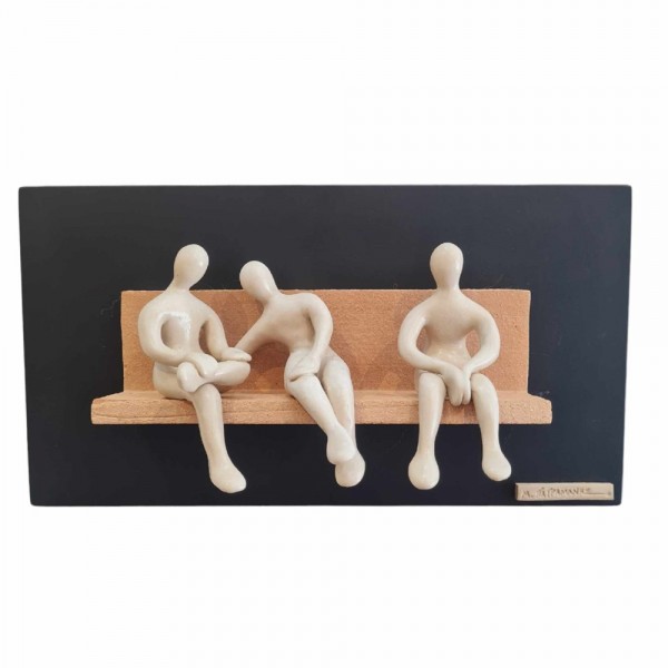 Faces ‘’ bench ’’ wallpiece stoneware clay 30x16x11cm