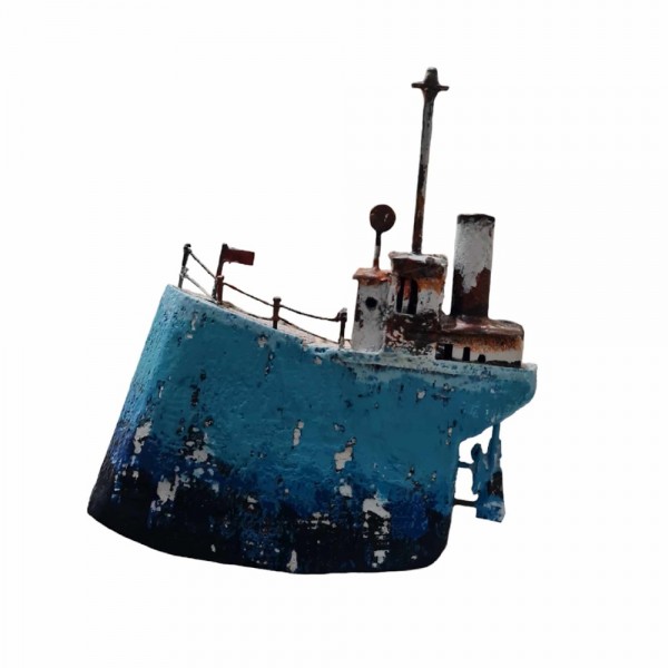 Ship bronze wood acrylic colours 17x15x2cm