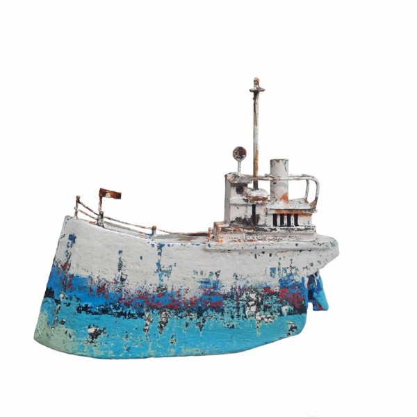 Ship bronze wood acrylic colours 21x17x2cm