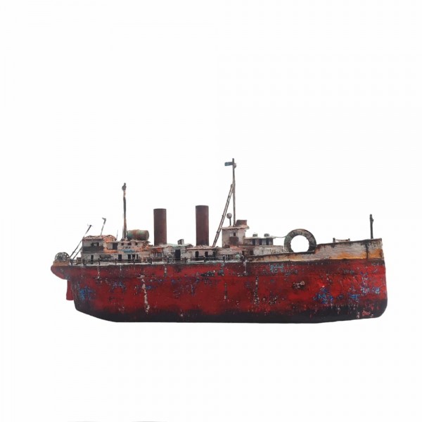 Ship bronze wood acrylic colours 25x54x9.5cm