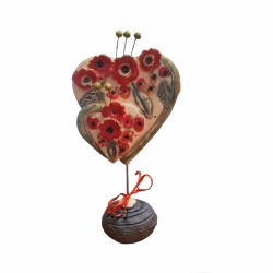 Douple hearts clay stoneware 22K 22x12cm