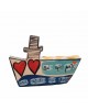 Ship with messages handpainted  clay 16x11x3cm