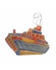 Wallpiece ship clay stoneware gold 22k handpainted 24x27cm