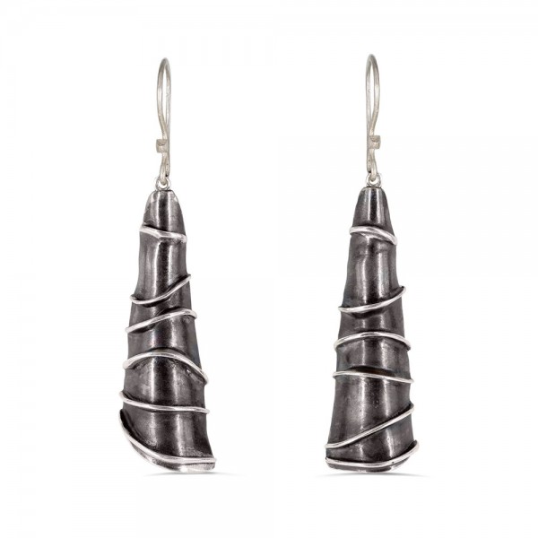 Earrings  silver 925° & rhodium silver 925° 6.5x1.5cm