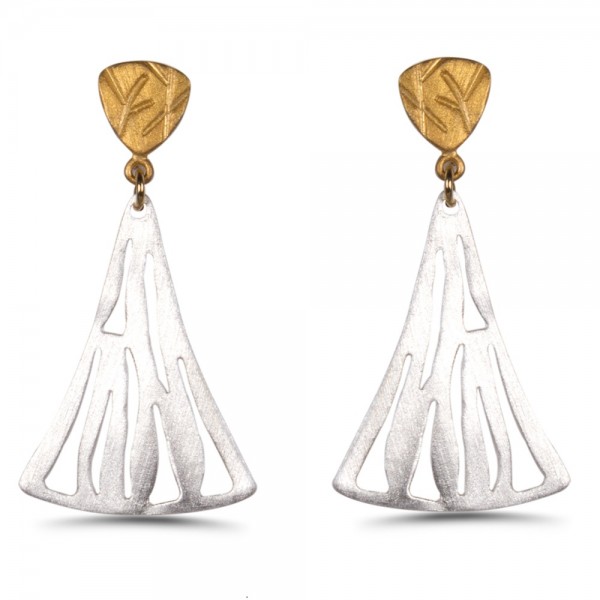 Earrings silver & matt goldplated silver 925° 5x3cm .