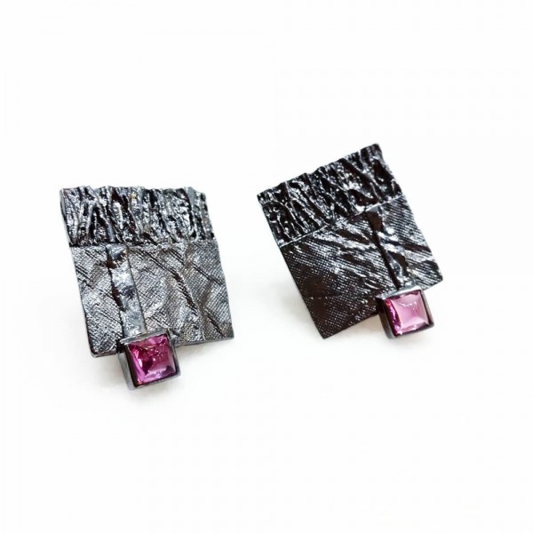 Earrings silver 925° with tourmaline 4x4 cm