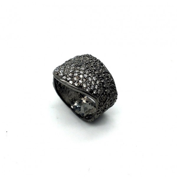 Ring silver 925° black rhodium plated size 57