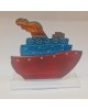 Handpainted ship on metallic base 18x18x6 cm.